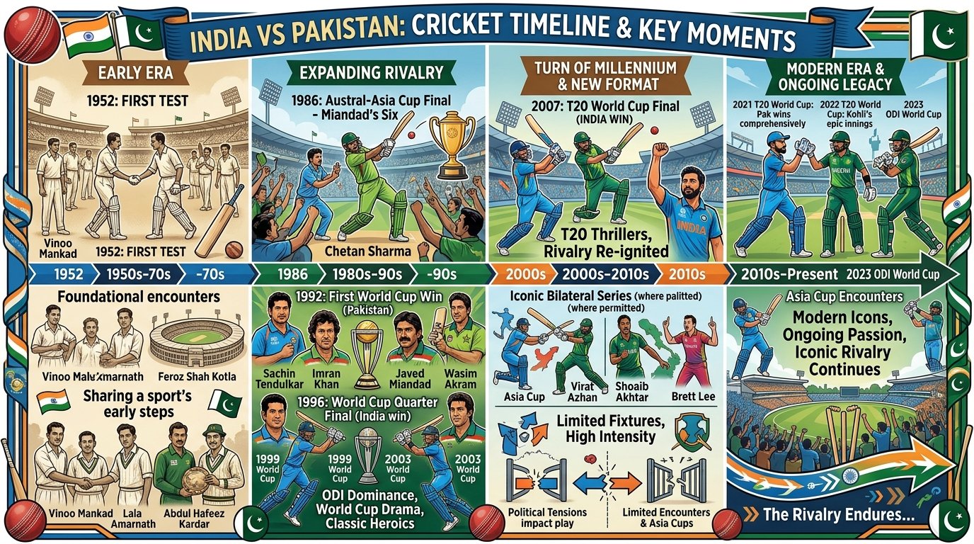 India National Cricket Team vs Pakistan National Cricket Team Timeline The Complete Rivalry History